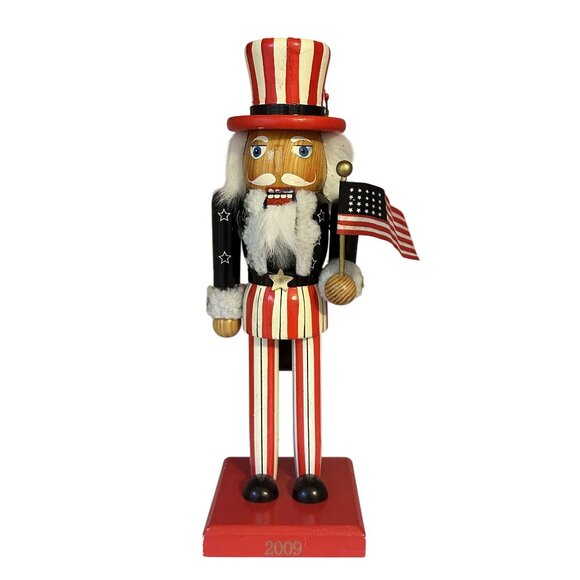 Nutcracker Patriotic Uncle Sam Nutcracker Wood 2009 15" Tall Missing Nose - Picture 1 of 7